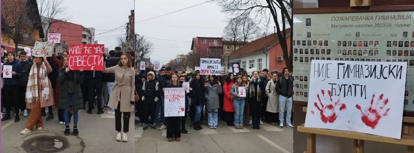 Uz studente i srednjoškolci, protesti i blokade širom Srbije 1 gimnazija pozarevac