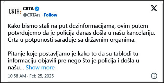crta saopstenje
