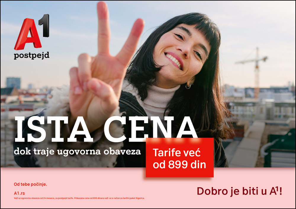 U A1 Srbija ista cena tokom cele ugovorne obaveze 1 A1 POP SPRING 2025 2 god devojak horiz