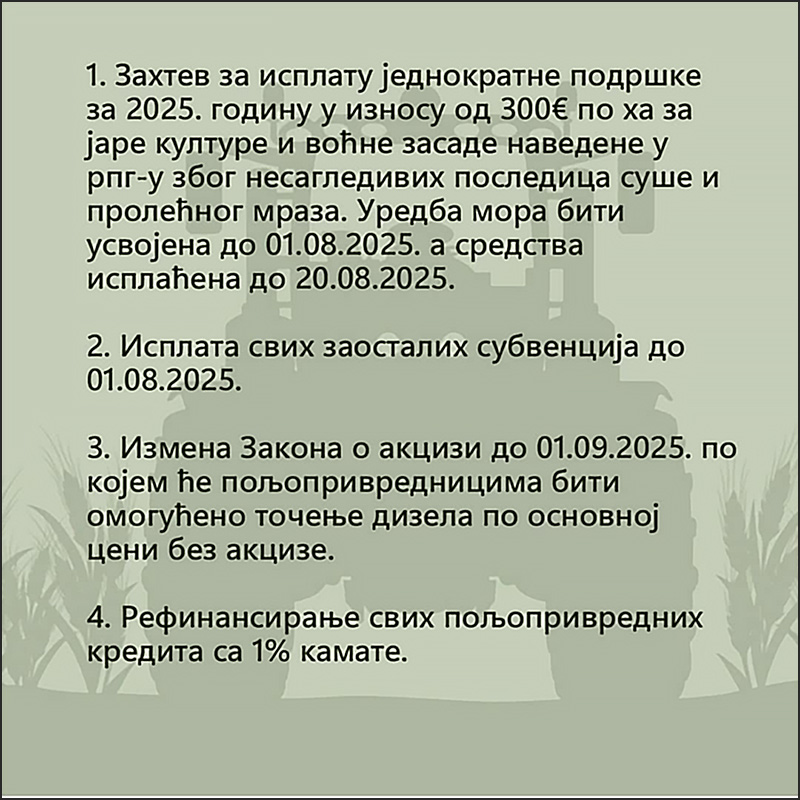 poljoprivreda zahtevi