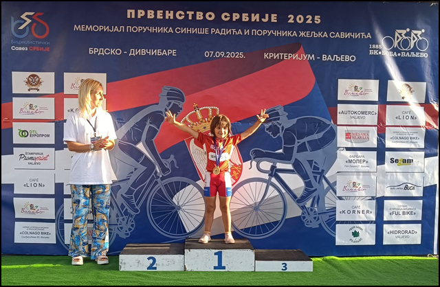 Sedam titula prvaka Srbije za bicikliste Borca 8 Sonja Savic U9 prvak Srbije u kriterijumskoj voznji za 2025