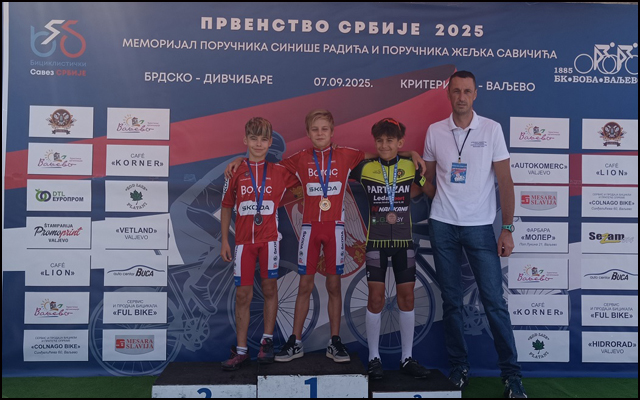 Sedam titula prvaka Srbije za bicikliste Borca 2 Vuk Jevtovic i David Dragovic U13 prvi i drugi na Prvenstvu Srbije u brdskoj voznji 2025