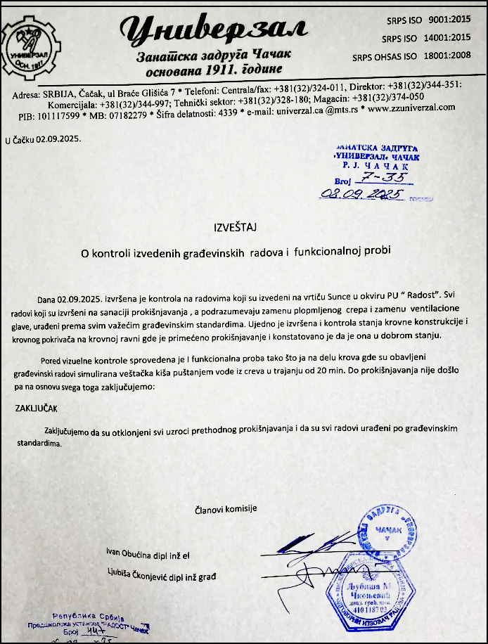 Opet prokišnjava vrtić "Sunce" 3 Univerzal