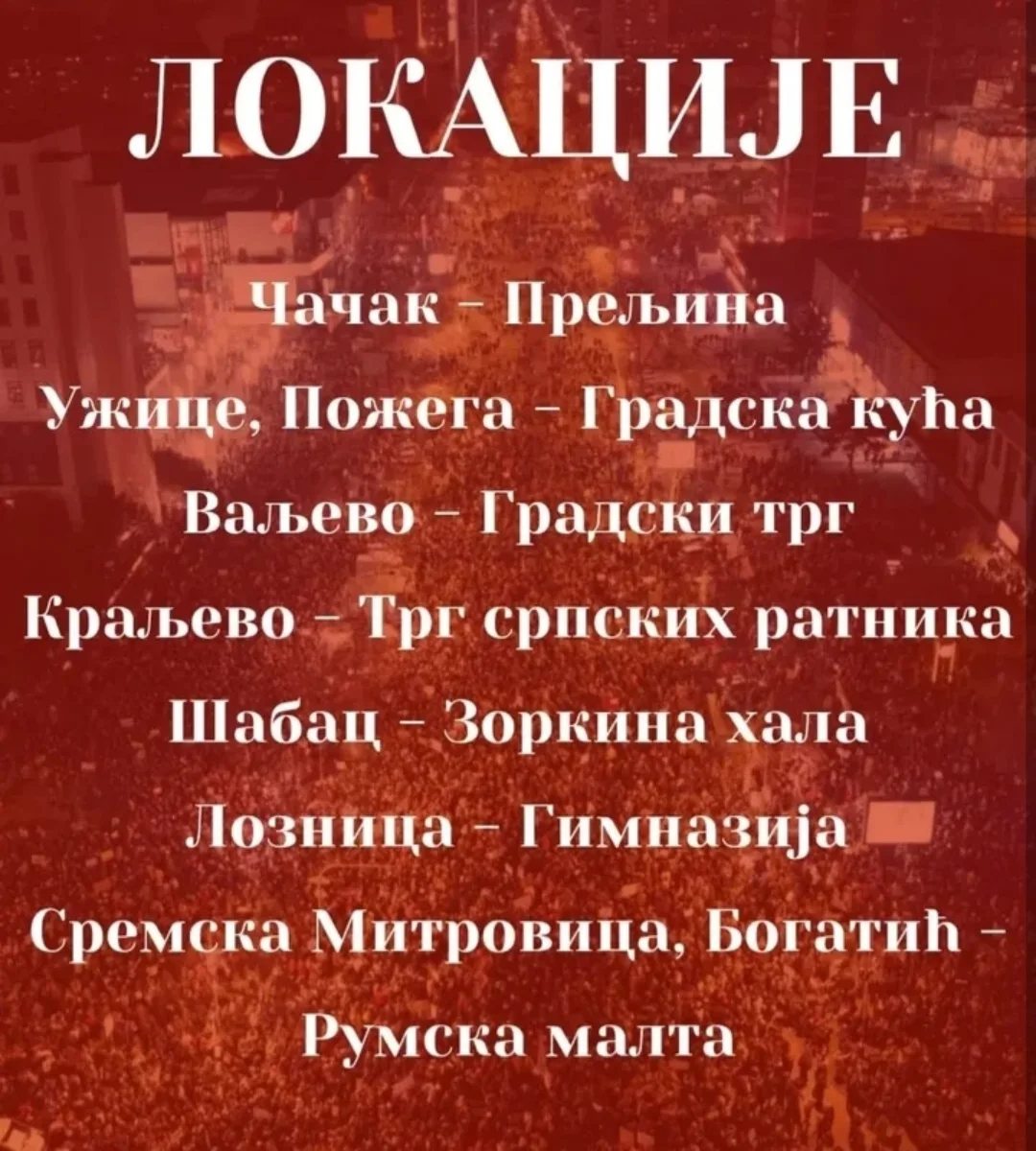 Studenti pozvali na blokadu Preljine 2 Studenti Zapadne Srbije pozivaju narod na ulice veceras u 19 sati u Cacku Preljini Uzicu Val