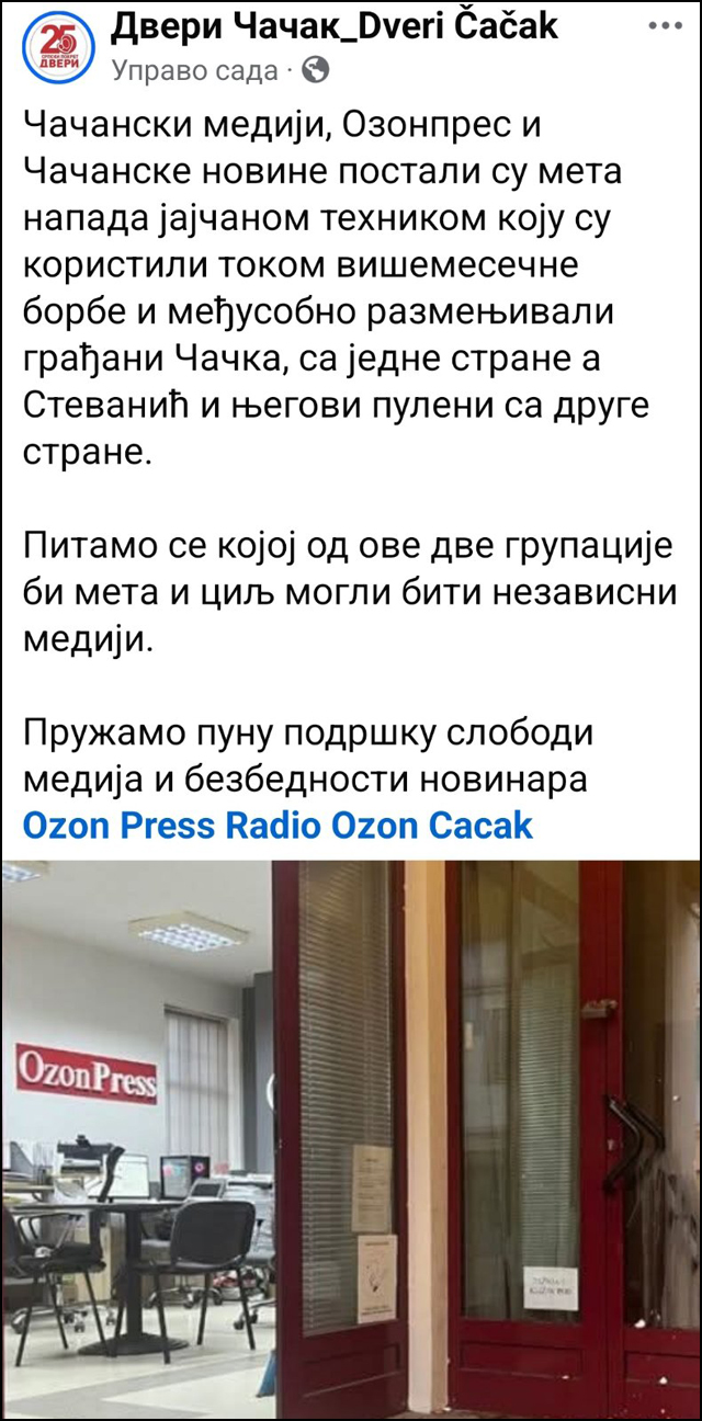 Brojne podrške Ozon Press-u 2 Dveri 1