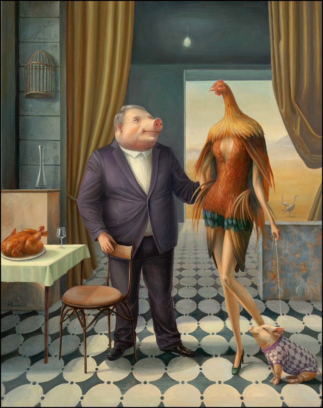 Izložba trećeg Bijenala fantastike u Modernoj galeriji Valjevo 4 Marijana Rakicevic tricky games ulje na platnu 100x80cm 2025god