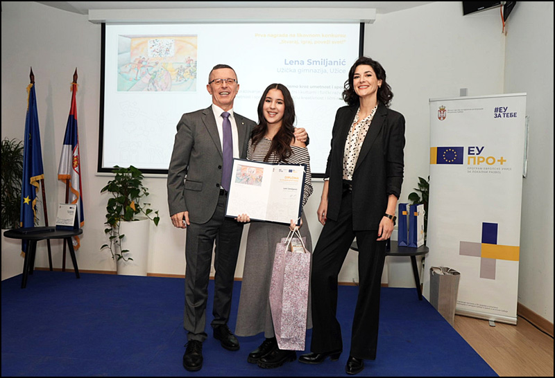 Učenica Užičke gimnazije pobednica konkursa za kalendar EU PRO Plus za 2026. godinu 1 Pobednica konkursa Foto EU PRO Plus