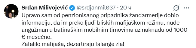 Vučić nudi 1.000 evra penzionisanim policajcima da tuku narod 1 milivojevic