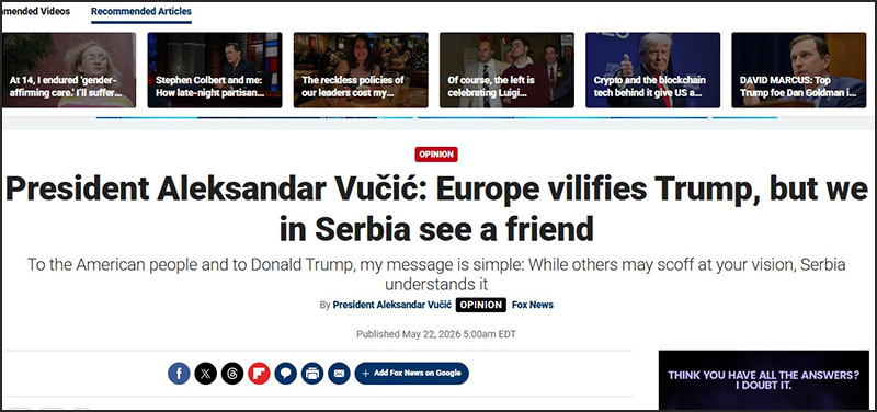 Vučić traži gazdu koji bi ga držao kao guvernera Srbije 1 AV Fox News