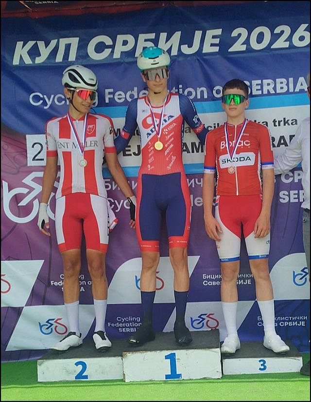 Nove medalje biciklista Borca 4 Nikola Baralic U17 treci Kup Srbije Celarevo 2026