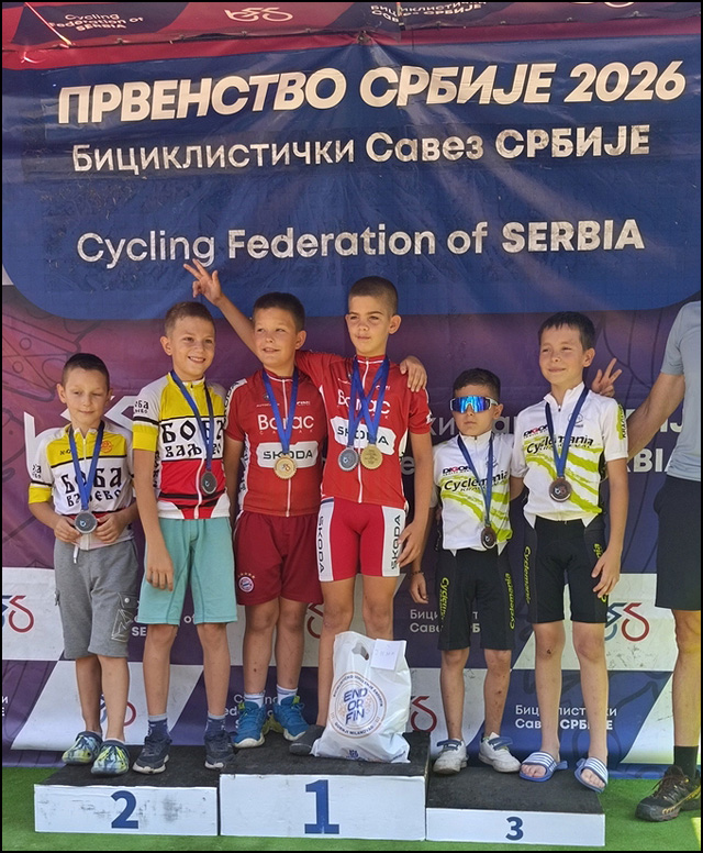 12 medalja za bicikliste Borca 2 Prvenstvo Srbije MTB 2026 Ekipno U11