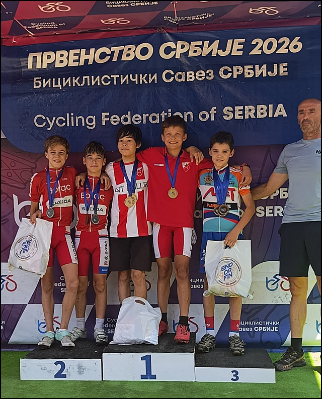 12 medalja za bicikliste Borca 5 Prvenstvo Srbije MTB 2026 ekipno U13